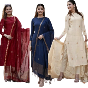 ANNI DESIGNER Pure Cotton Maroon Kurta Pant Set with Dupatta for Women | 3 Piece Gold Hand Block Printed Suit Set | Cotton Kurta Set for Women | Festive Kurti Set