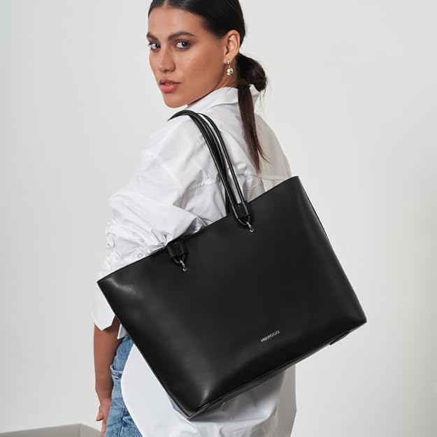 Women's Jada Solid Tote Bag With Laptop Compartment | Tote Bags for Women For Office Use, Work | Ladies Shoulder Purse - Image 2