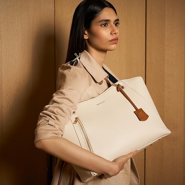 Dakota Solid Structured Tote Bag for Women | For Office Use, Work | Fits Upto 16" Laptop | Stylish Handbag For Women - Image 2