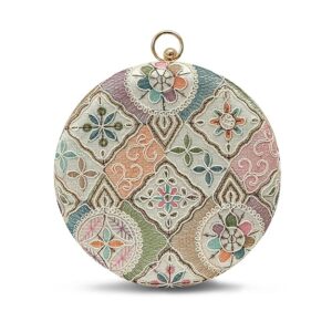 THE TAN CLAN Classic Round Clutch Purses Luxury Handbags Bag for Women – Elegant Evening Handbag, Stylish Purse with Magnetic Closure