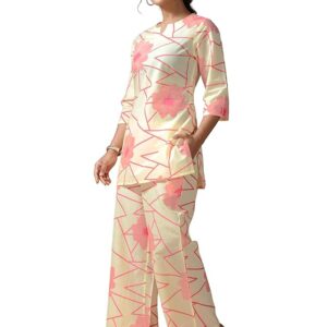 Pinkmint Women's Pure Cotton Printed Ethnic Co Ord Set with Side Pocket Bottom Perfect for Everyday & Outdoor Look