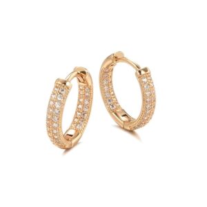 18k Rose Gold Plated Latest Fancy Stylish Copper Zircon Bali Earrings for Women and Girls