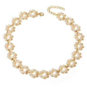 Latest Stylish Pearl Chain Pendant Choker Necklace for Women and Girls (14633np)