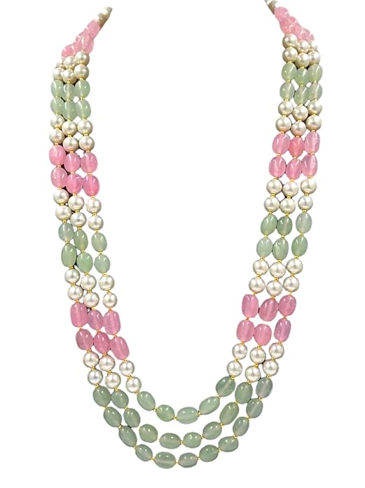 Long Beads Necklace for Women Handmade Beads Chain Traditional Red/White/Green/Blue/Multicolor Beads Necklace Trendy Neck wear Designer Fashion Jewellery for women