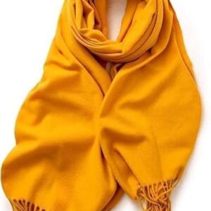 Women’s Winter Plain Woolen Stole | Soft & Warm Solid Scarf Wrap for Casual | Stylish Winter Shawl (mustard yellow)