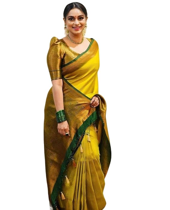 Yashika Women's Banarasi Kanjivaram Art Silk Saree with Blouse Material